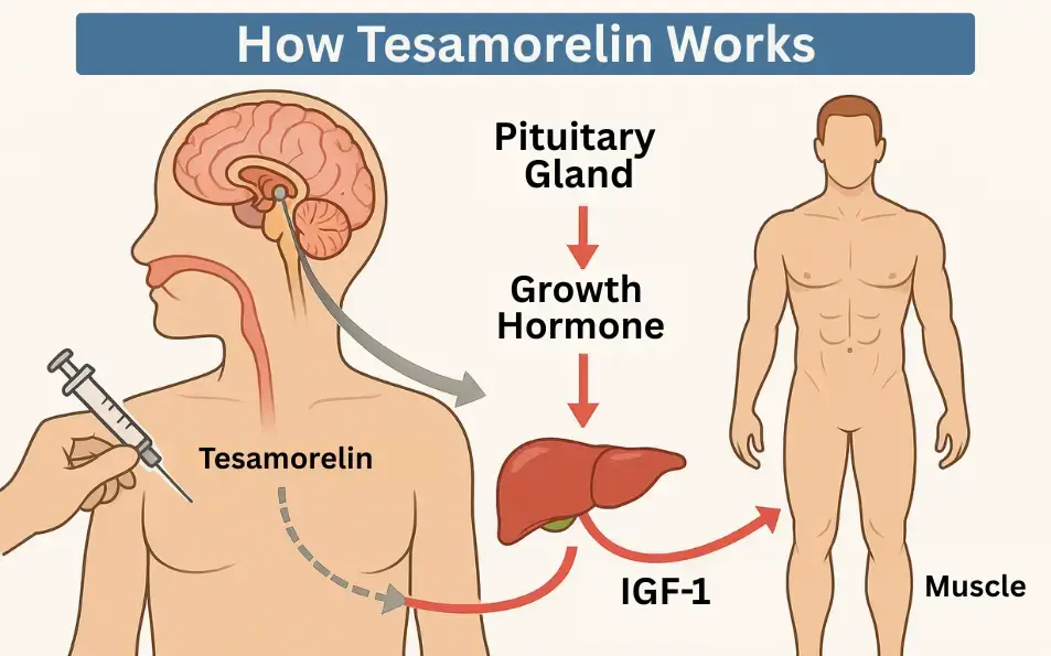 How does Tesamorelin work? How does Tesamorelin work?